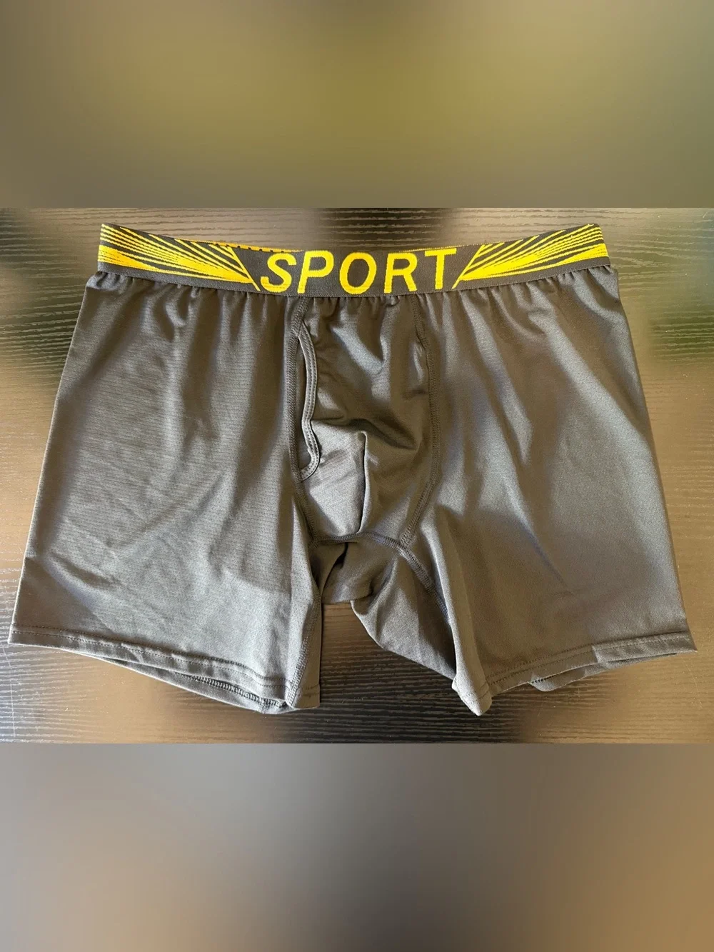 Sporto Black Boxer Briefs with Yellow Logo Waistband